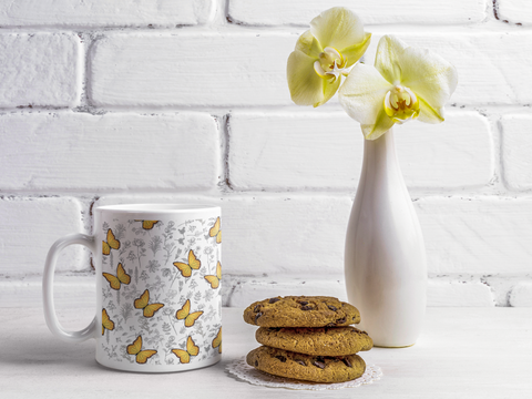 Butterfly White glossy mug