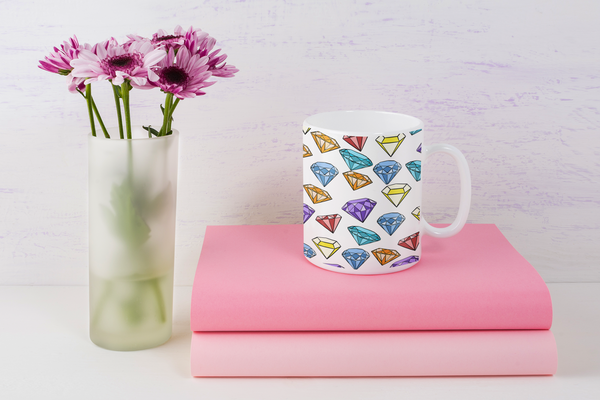 Gems White glossy mug