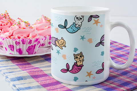 Cat Mermaid White glossy mug