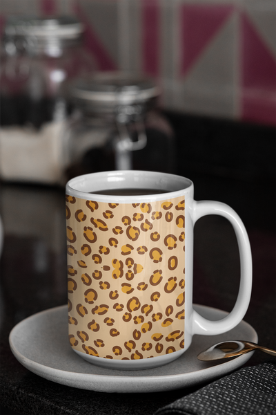 Cheetah White glossy mug