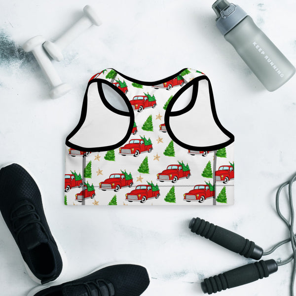 Christmas Truck Padded Sports Bra