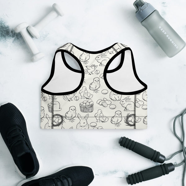 Easter Sketch Padded Sports Bra