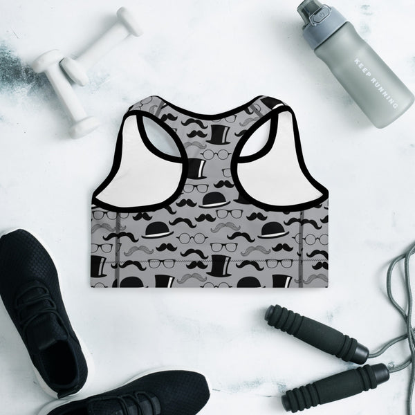 Mustache Padded Sports Bra
