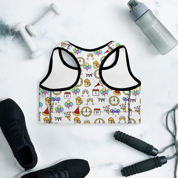 New Years Padded Sports Bra