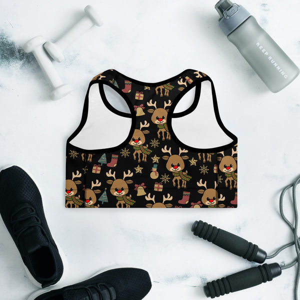 Reindeer Padded Sports Bra