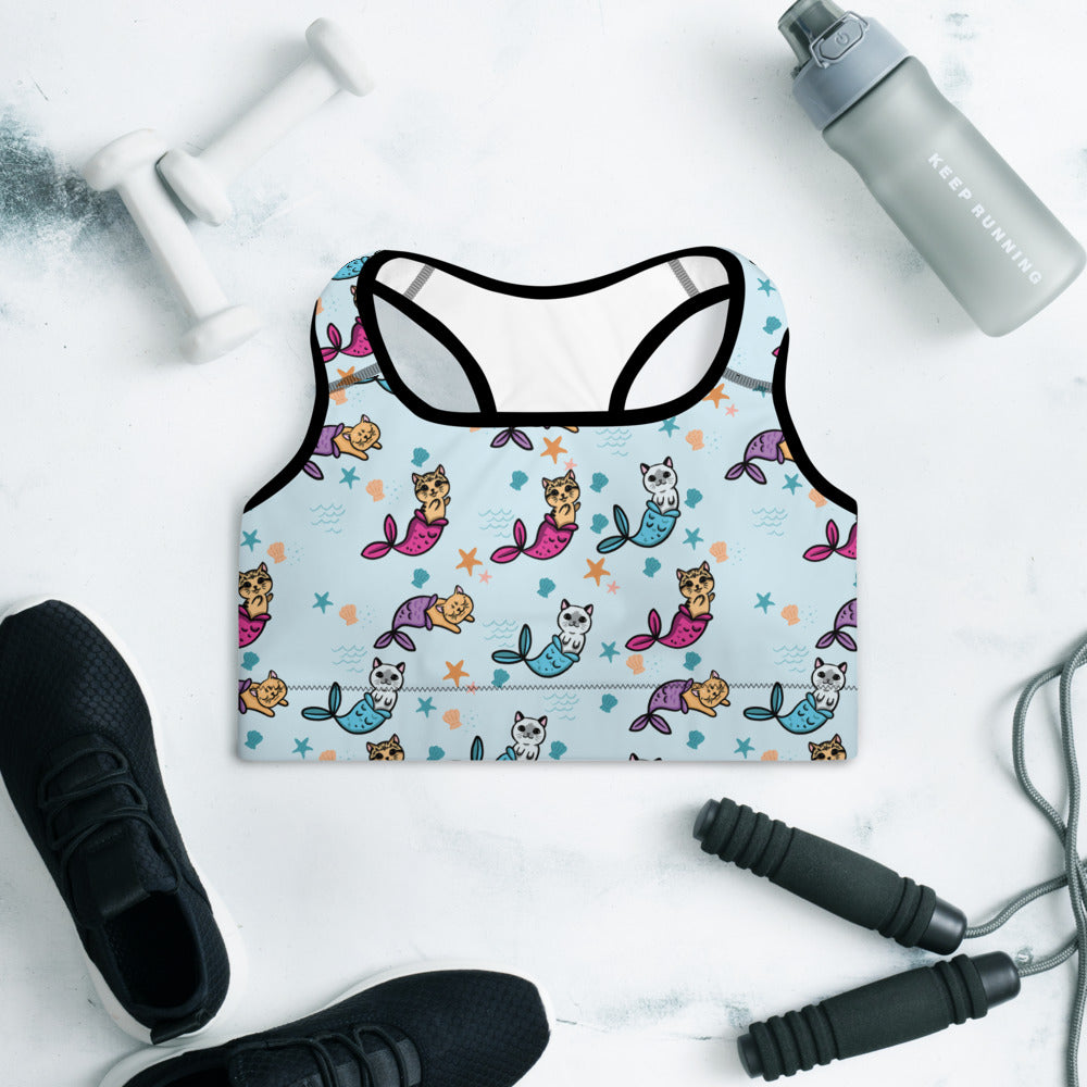 Cat mermaid Padded Sports Bra