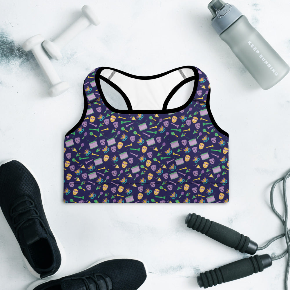 Mardis gras Padded Sports Bra