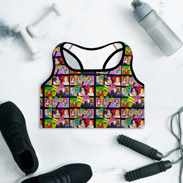 Pop Art Padded Sports Bra