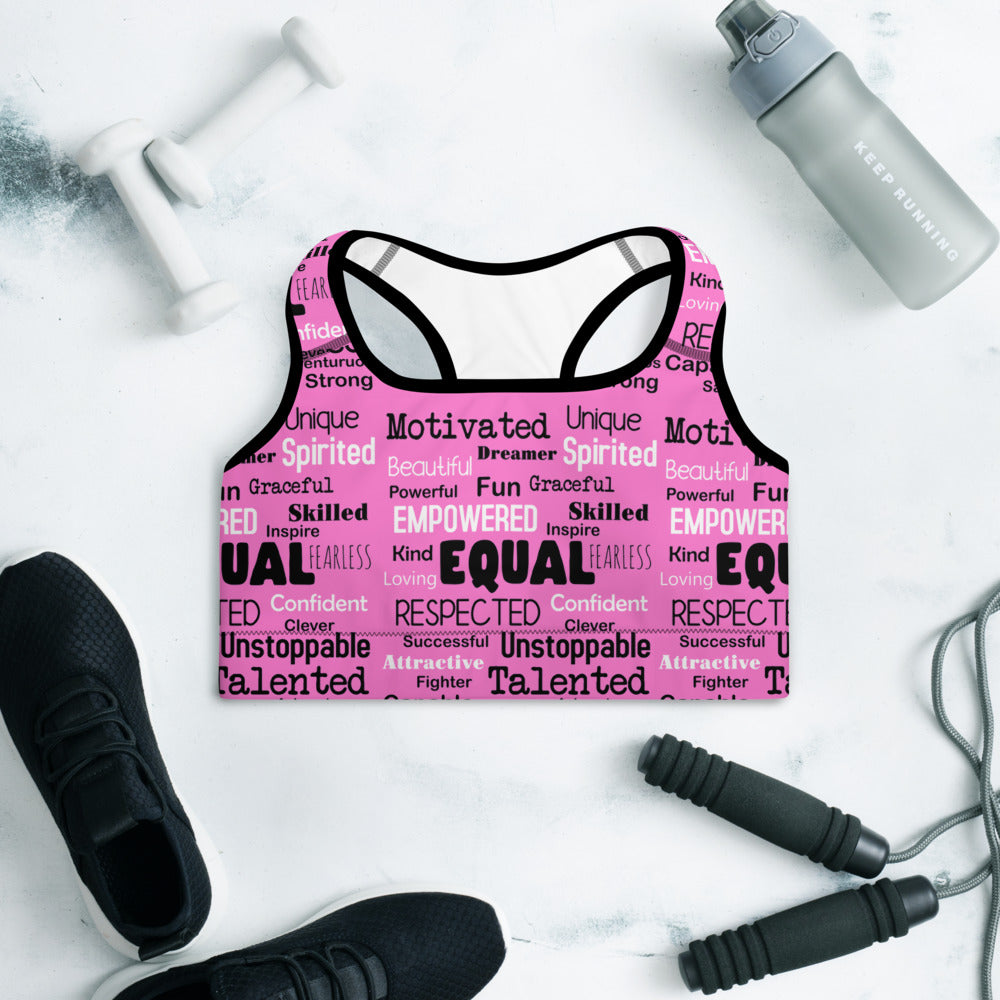Words Padded Sports Bra