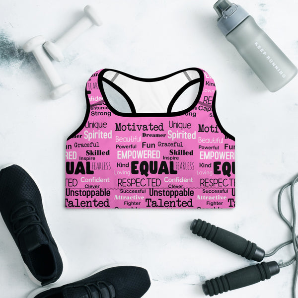 Words Padded Sports Bra
