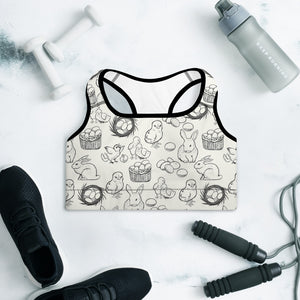 Easter Sketch Padded Sports Bra