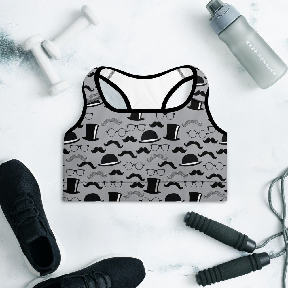 Mustache Padded Sports Bra