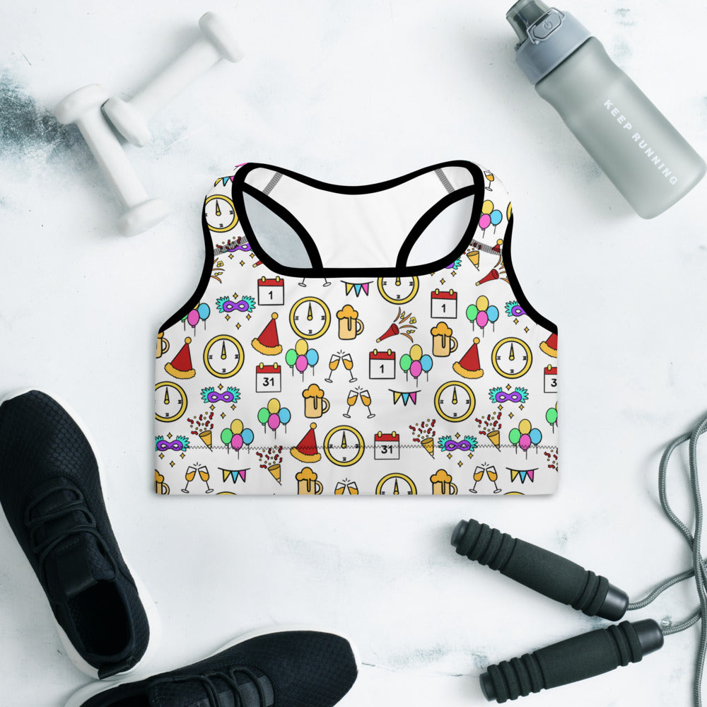 New Years Padded Sports Bra