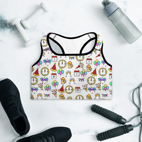 New Years Padded Sports Bra