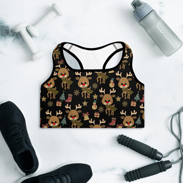 Reindeer Padded Sports Bra