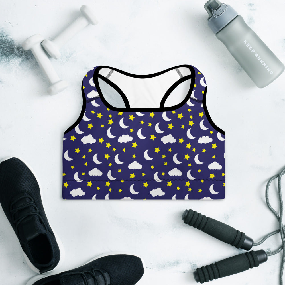 Star and Moon Padded Sports Bra