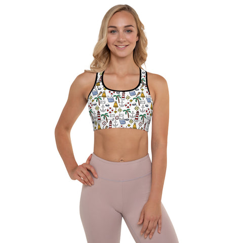 Nautical Padded Sports Bra