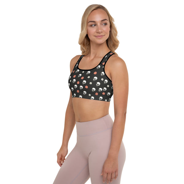 Skull and flower Padded Sports Bra