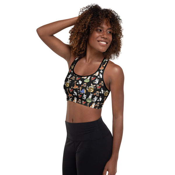 Coffee Animals Padded Sports Bra