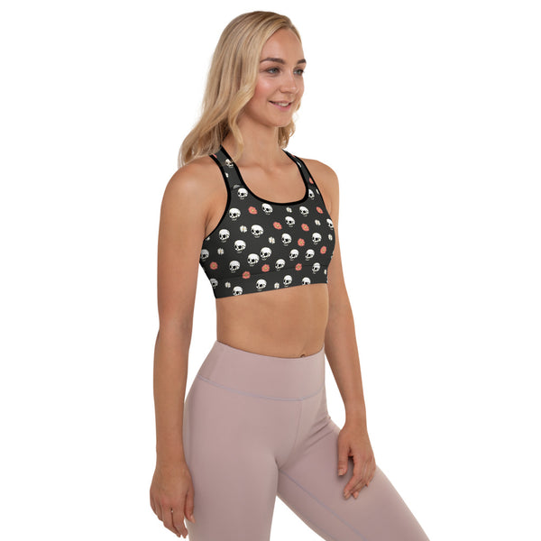 Skull and flower Padded Sports Bra