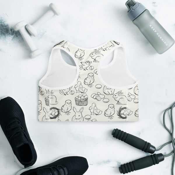 Easter Sketch Padded Sports Bra