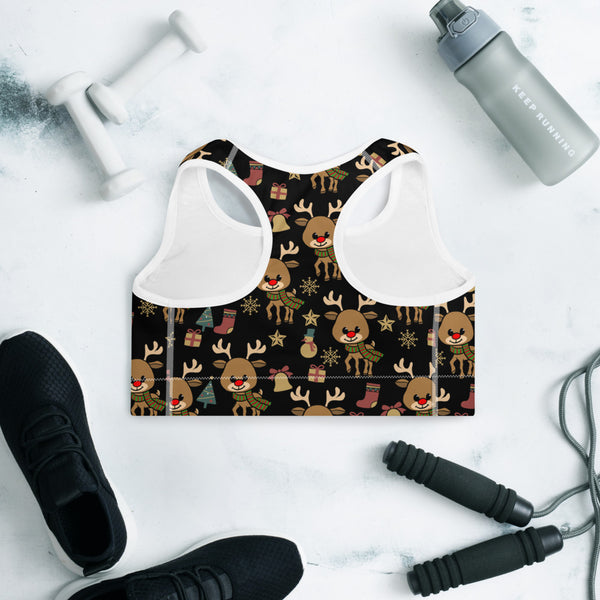 Reindeer Padded Sports Bra
