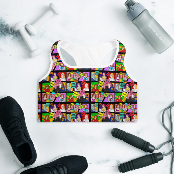 Pop Art Padded Sports Bra