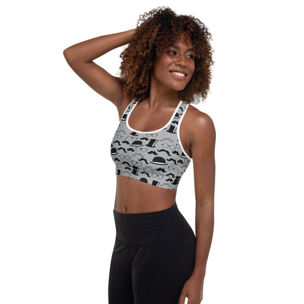 Mustache Padded Sports Bra