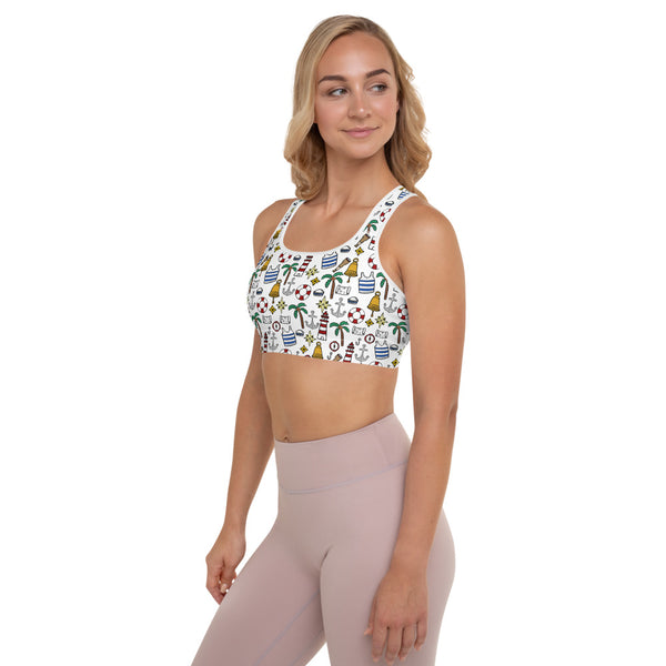 Nautical Padded Sports Bra