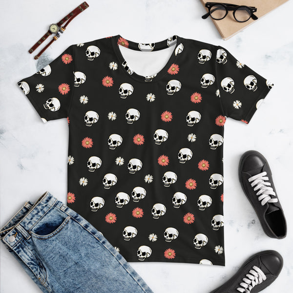 Skull And Flower Women's T-shirt - Seasonally Gifted 