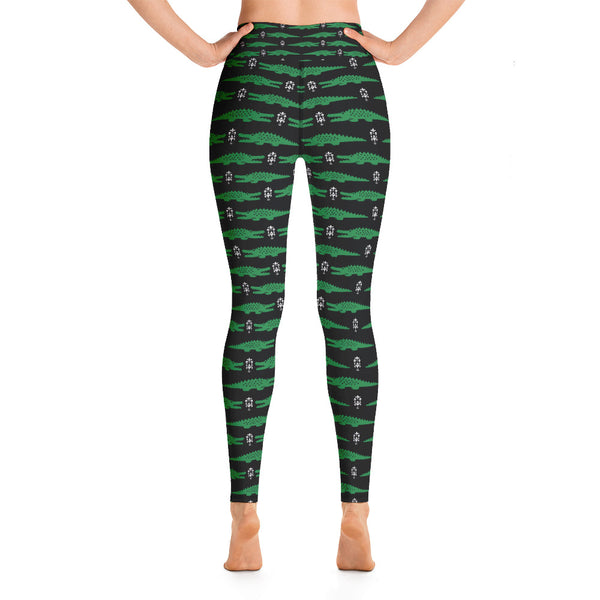 Alligator with fleur-de-lis Yoga Leggings - Seasonally Gifted 