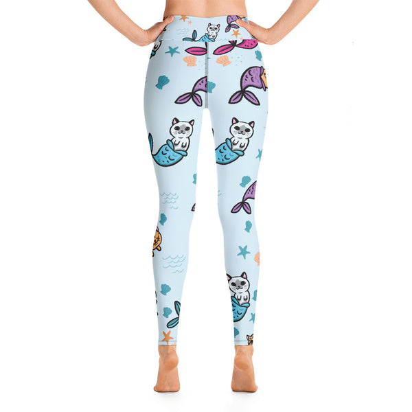 Cat Mermaid Yoga Leggings - Seasonally Gifted 