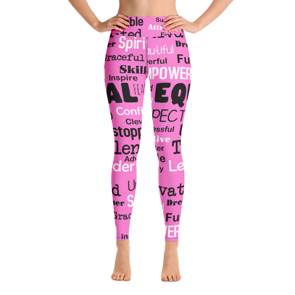 Words Pattern Yoga Leggings - Seasonally Gifted 