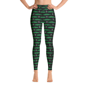 Alligator with fleur-de-lis Yoga Leggings - Seasonally Gifted 