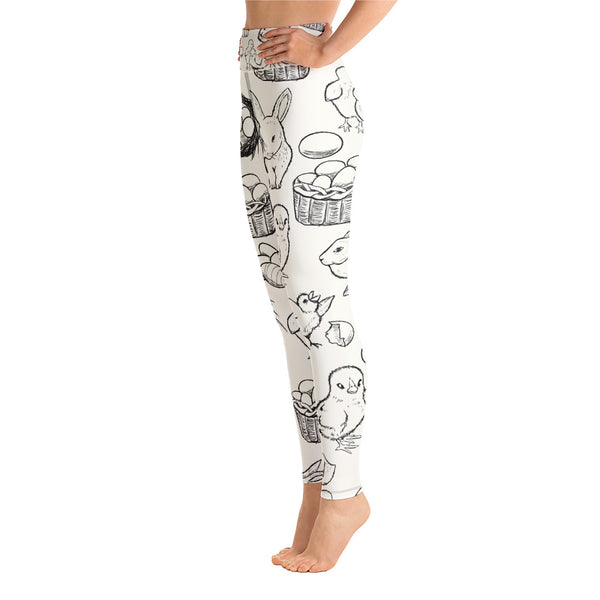 Easter Sketch Yoga Leggings - Seasonally Gifted 