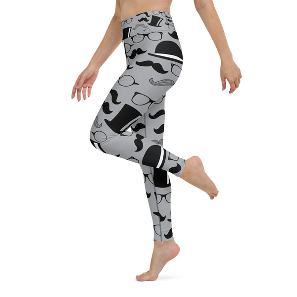 Mustache Yoga Leggings - Seasonally Gifted 