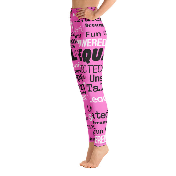 Words Pattern Yoga Leggings - Seasonally Gifted 