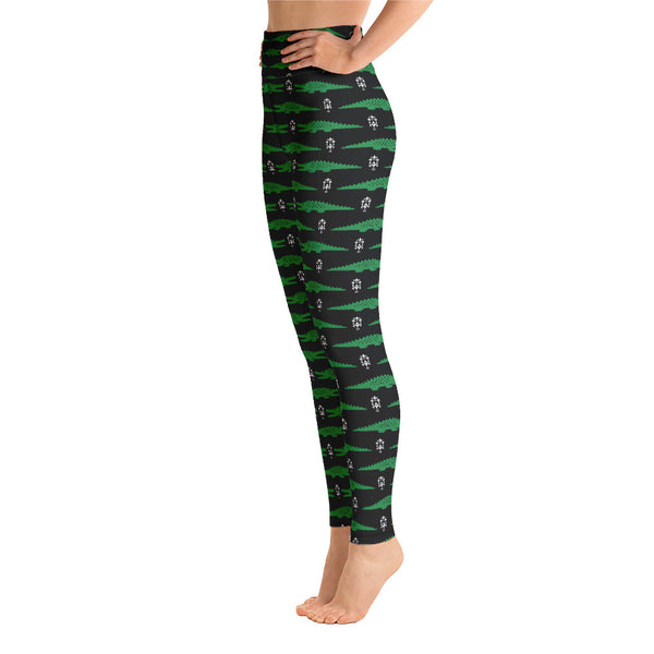 Alligator with fleur-de-lis Yoga Leggings - Seasonally Gifted 