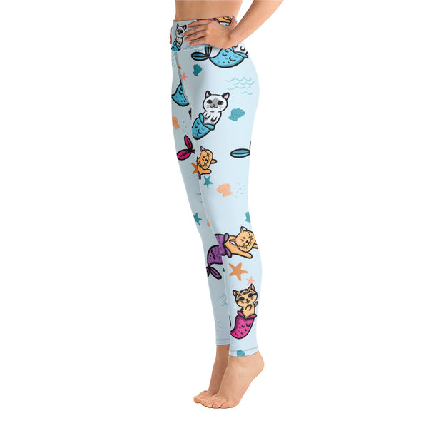 Cat Mermaid Yoga Leggings - Seasonally Gifted 