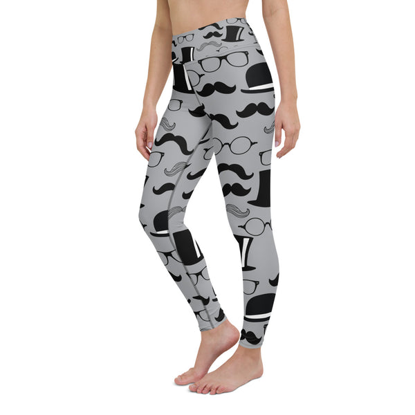 Mustache Yoga Leggings - Seasonally Gifted 