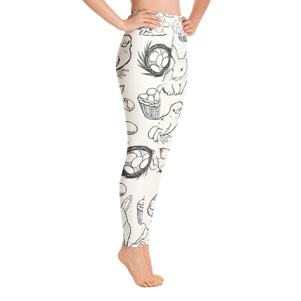 Easter Sketch Yoga Leggings - Seasonally Gifted 