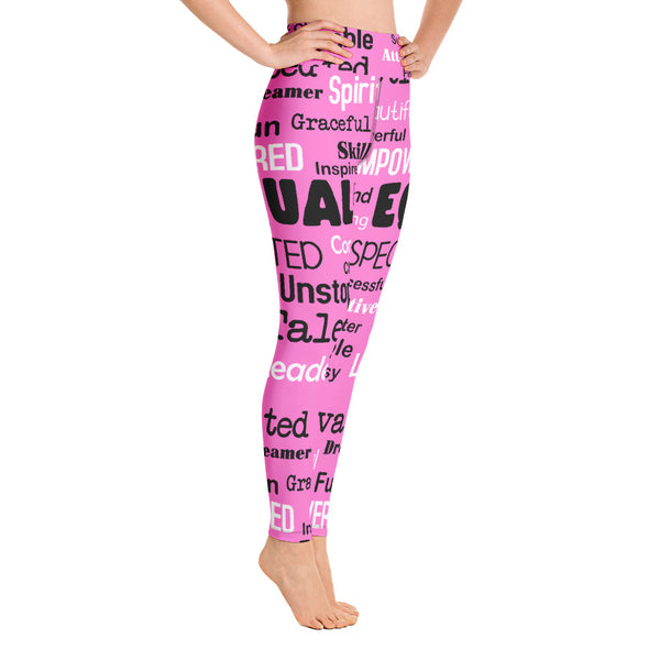Words Pattern Yoga Leggings - Seasonally Gifted 