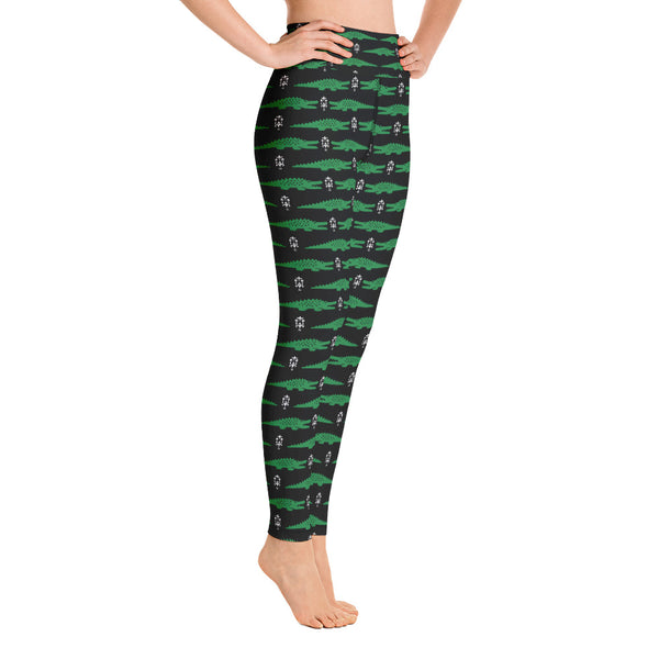 Alligator with fleur-de-lis Yoga Leggings - Seasonally Gifted 