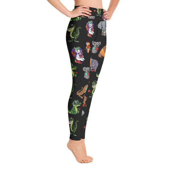 Animals With Coffee Yoga Leggings - Seasonally Gifted 