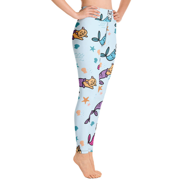 Cat Mermaid Yoga Leggings - Seasonally Gifted 