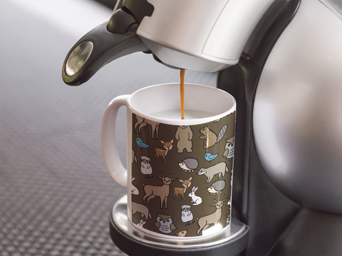 Woodland White glossy mug