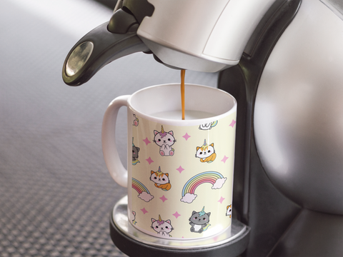 Unicorn Cat White glossy mug