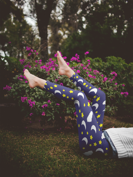 Star And Moon Yoga Leggings - Seasonally Gifted 
