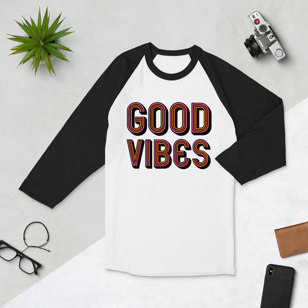 Good Vibes -  3/4 sleeve raglan shirt - Seasonally Gifted 