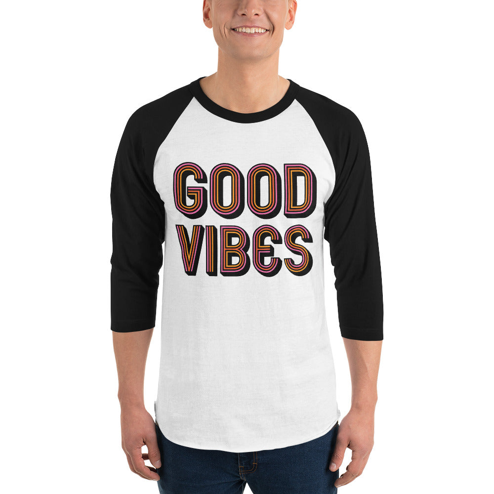 Good Vibes -  3/4 sleeve raglan shirt - Seasonally Gifted 